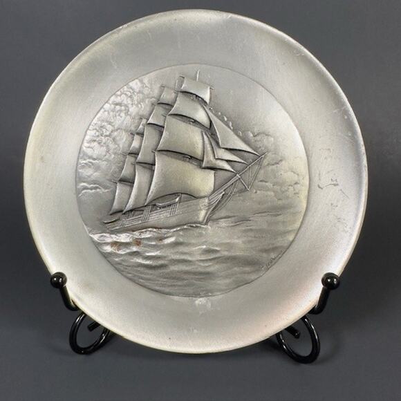 Lance/Hudson Fine Pewter, Plate/Plaque Sailing Ships Decorative Set of 2 USA - Picture 2 of 16